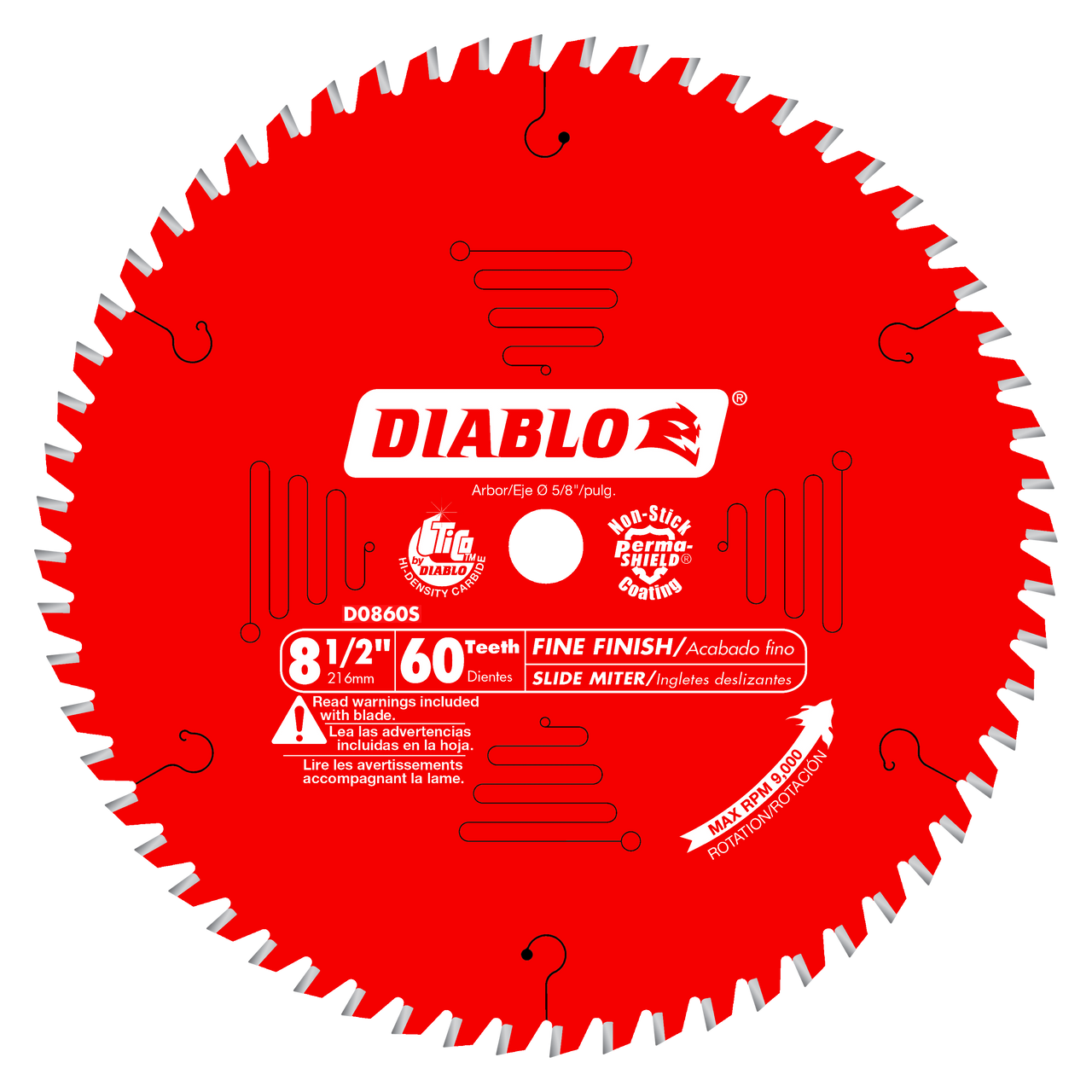 Diablo D0860S 8-1/2 in. x 60 Tooth Fine Finish Saw Blade - 10 Pack