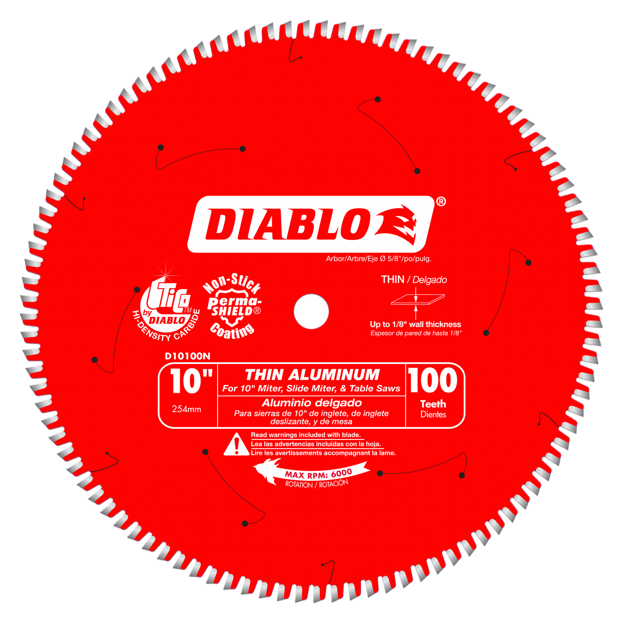 Diablo D10100N 10 in. x 100 Tooth Thin Aluminum Cutting Saw Blade - 5 Pack