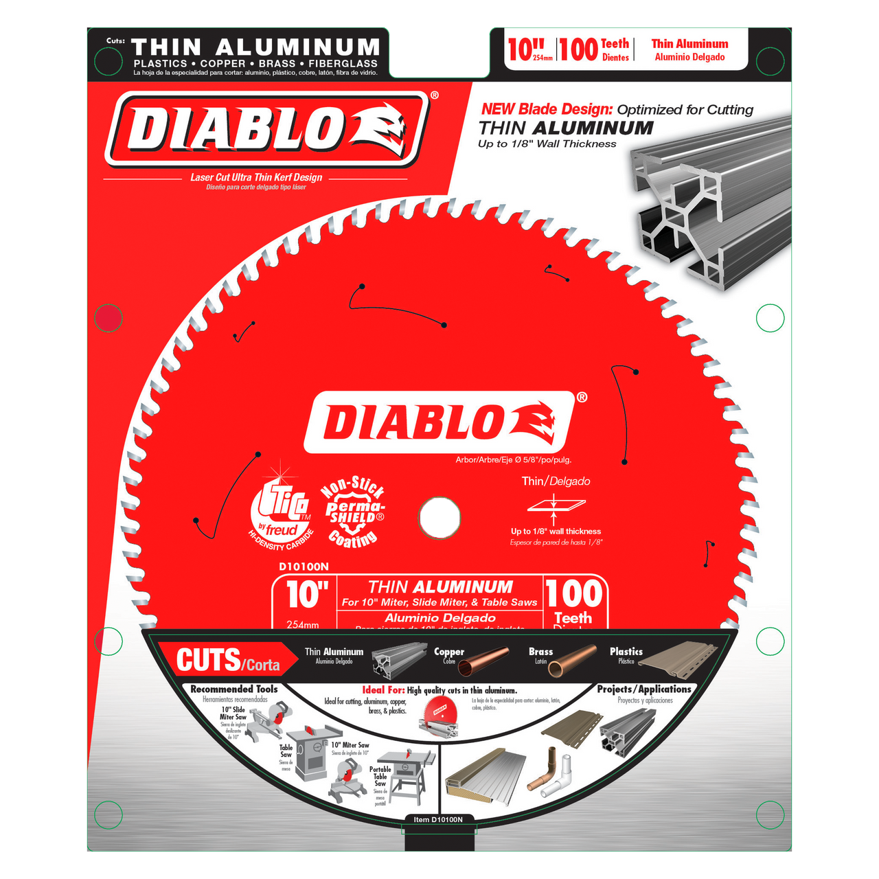 Diablo D10100N 10 in. x 100 Tooth Thin Aluminum Cutting Saw Blade - 5 Pack