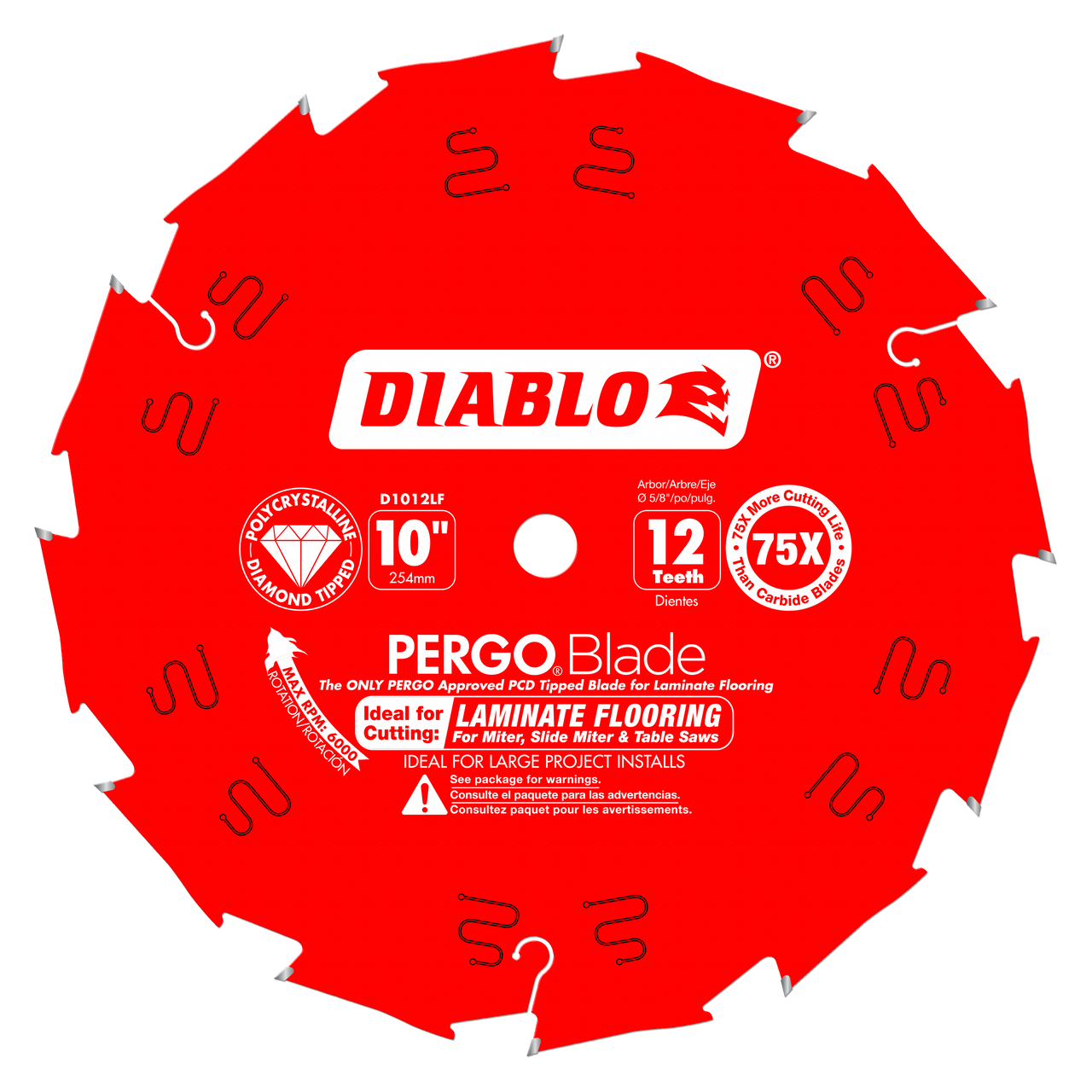 Diablo D1012LF 10 in. x 12 Tooth (PCD) Laminate Flooring PERGOBlade - 2 Pack