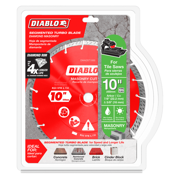 Diablo DMADST1000 10 in. Diamond Segmented Turbo Cut-Off Discs for Masonry - 2 Pack