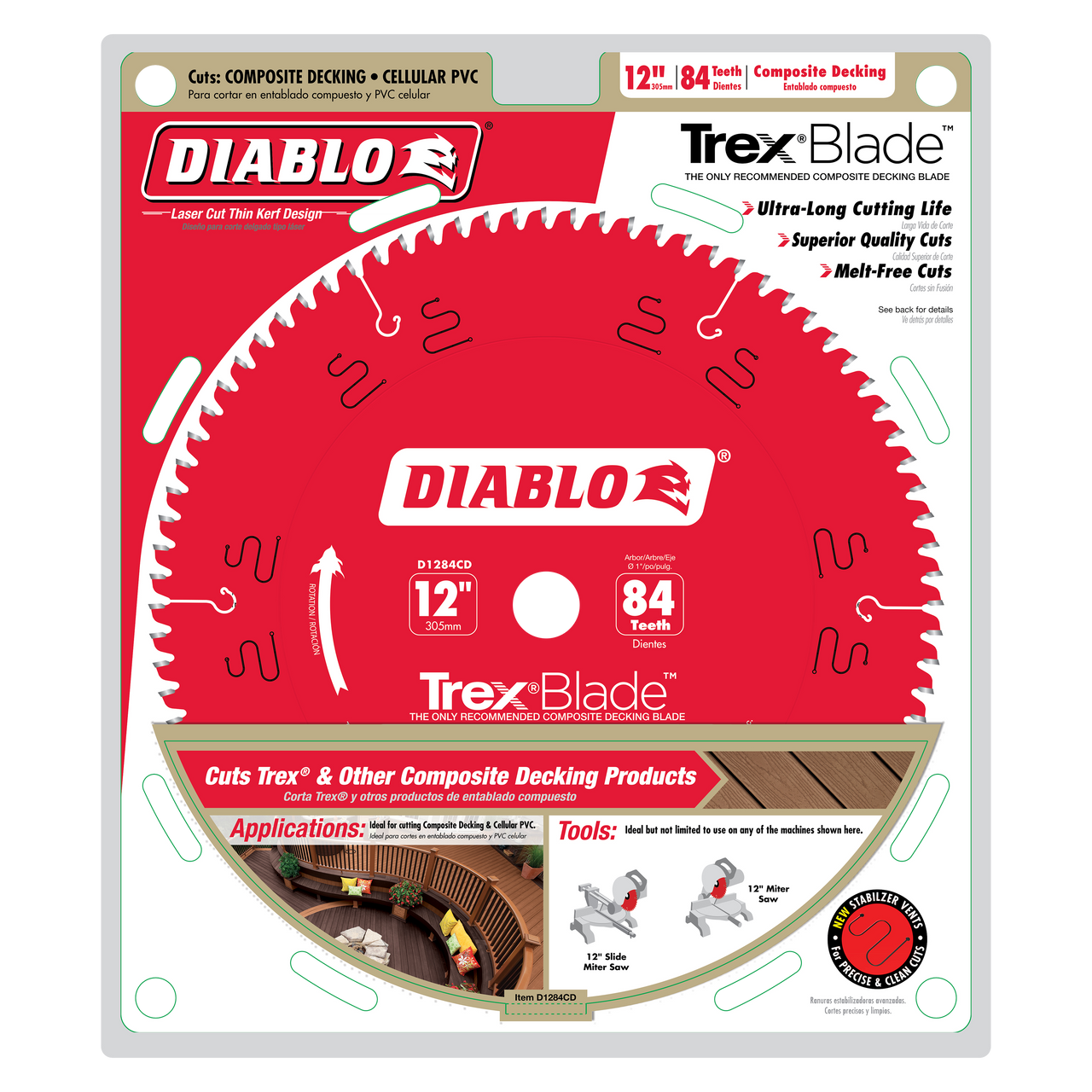 Diablo D1284CD 12 in. x 84 Tooth Composite Material/Plastics TrexBlade - 5 Pack