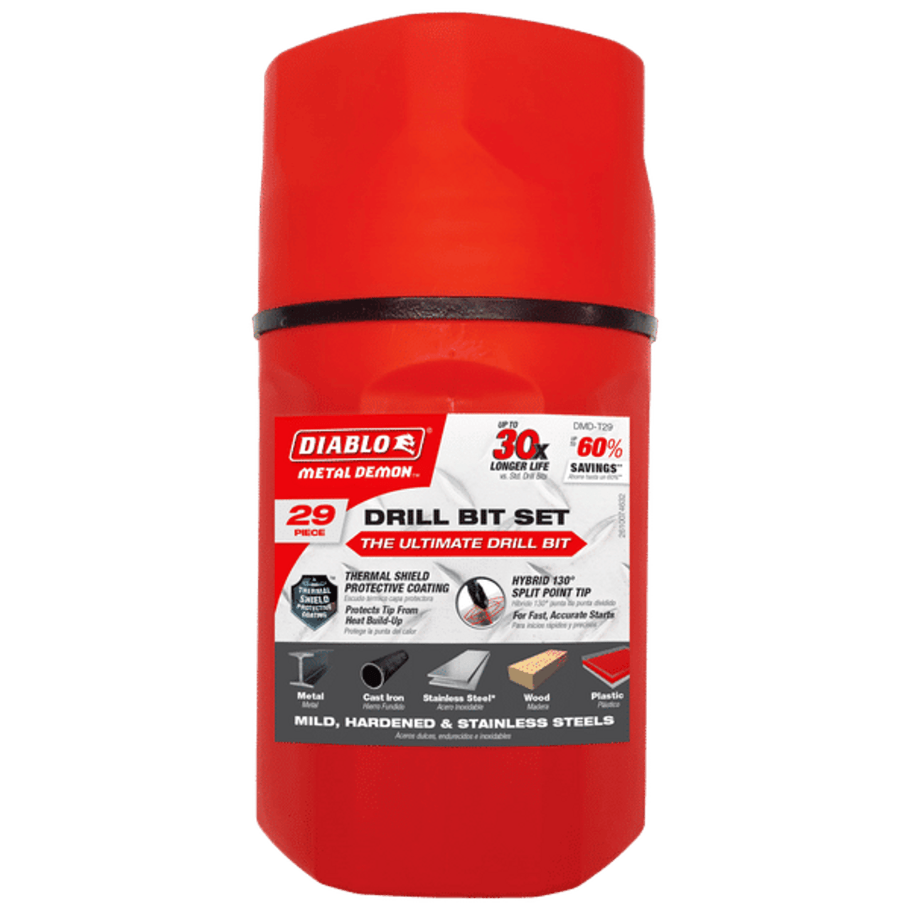 Diablo 29 Piece Metal Demon Drill Bits Set for Mild, Hardened and Stainless Steels - DMD-S29 - 10 Pack