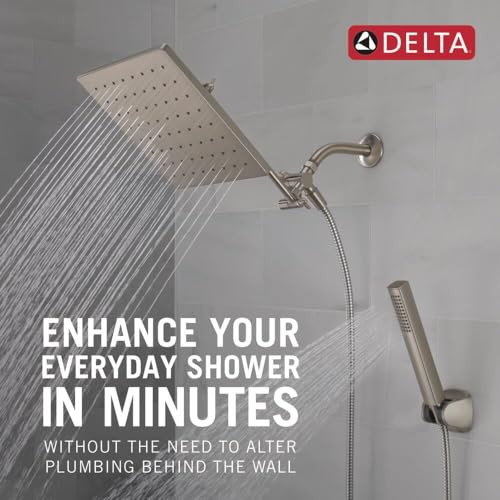 Delta Universal Showering Components Inch Raincan Shower Head & Hand Held Combo With Adjustable Extension Arm in Spotshield Brushed Nickel - 75527-SN