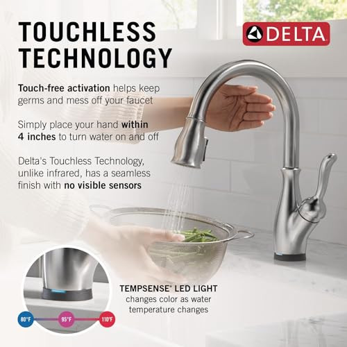 Delta Leland Kitchen Faucet With Touchless Technology in Arctic Stainless - 9178TLV-AR-DST