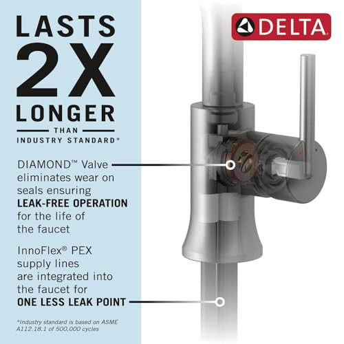 Delta Essa Essa Single-Handle Pull-Down Spring Kitchen Faucet in Chrome - 9613-DST