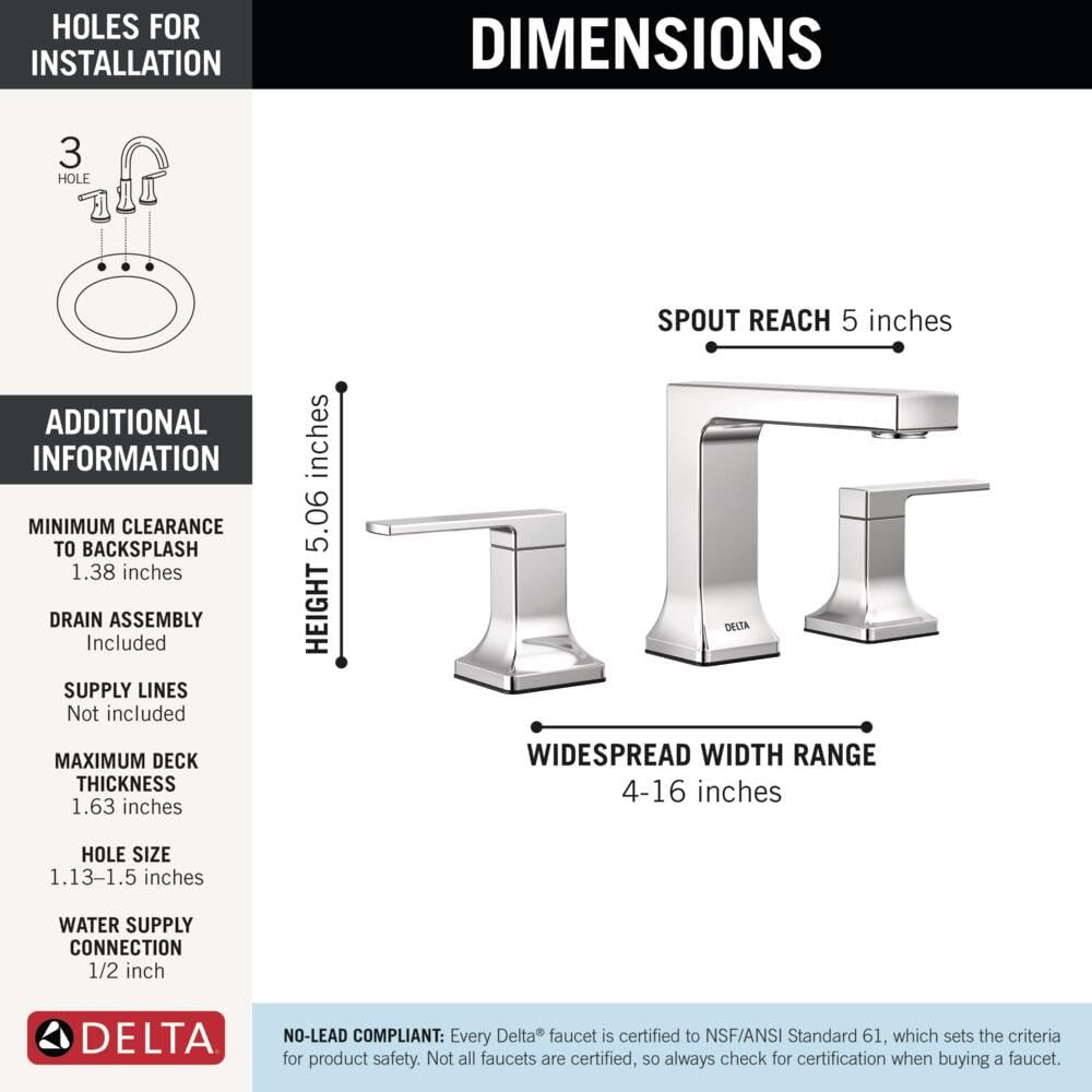 Delta Velum Two Handle Widespread Bathroom Faucet in Chrome - 3537LF-MPU