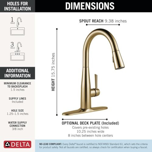 Delta Essa Essa Single Handle Pull-Down Kitchen Faucet in Champagne Bronze - 9113-CZ-DST