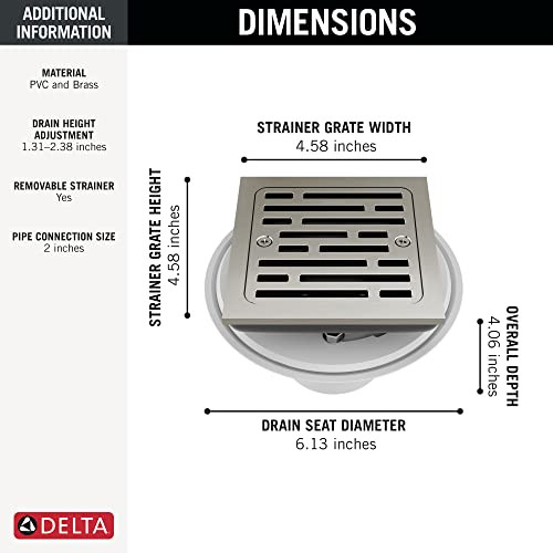 Delta Tile-In Square Shower Drain in Stainless - DT062412-SS