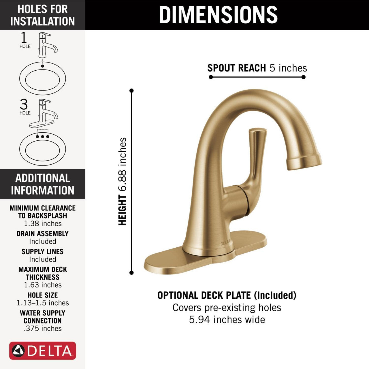 Delta Kayra Single Handle Bathroom Faucet in Champagne Bronze - 533LF-CZMPU