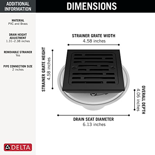 Delta Tile-In Square Shower Drain in Matte Black - DT062412-BL