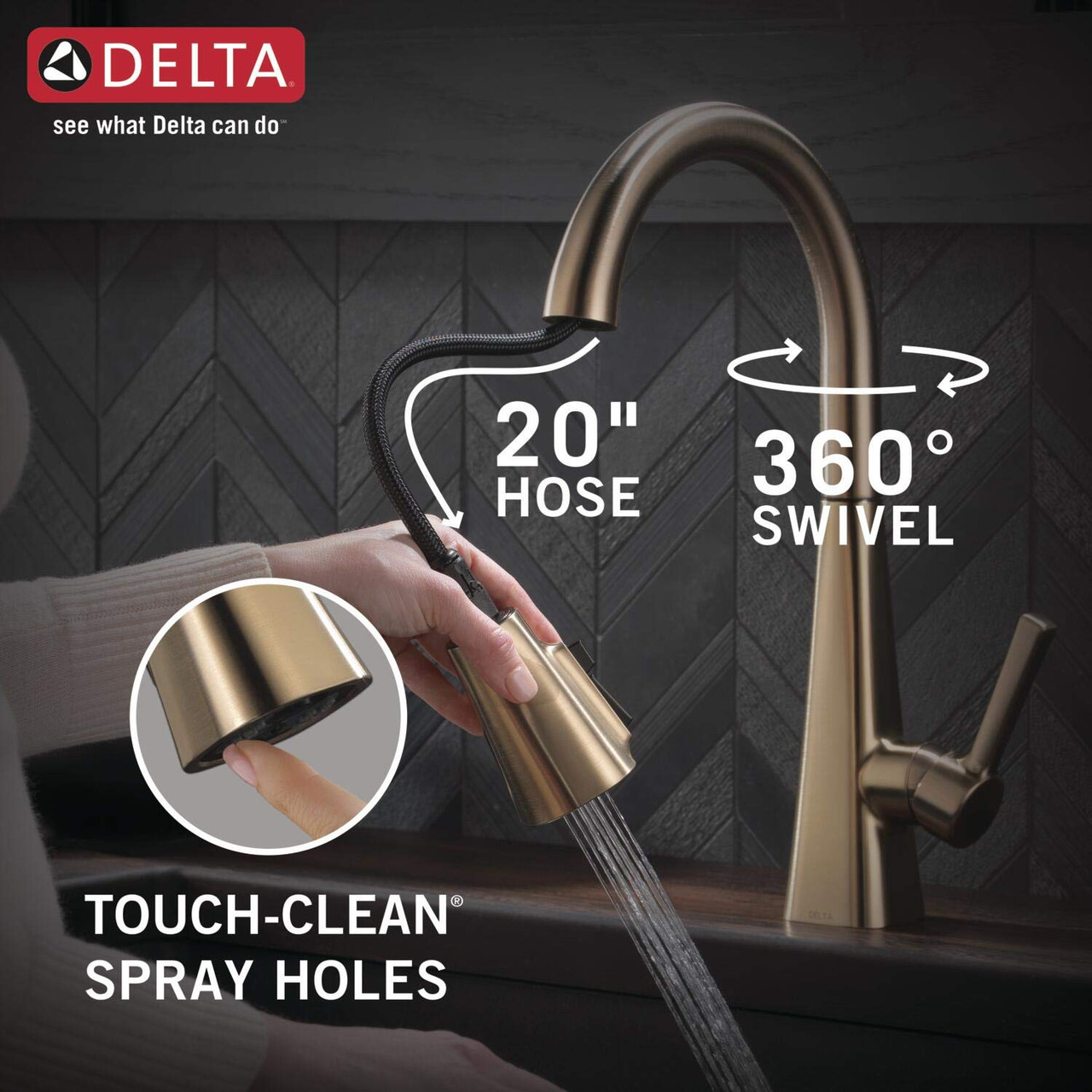 Delta Lenta Single-Handle Pull-Down Kitchen Faucet in Champagne Bronze - 19802Z-CZ-DST