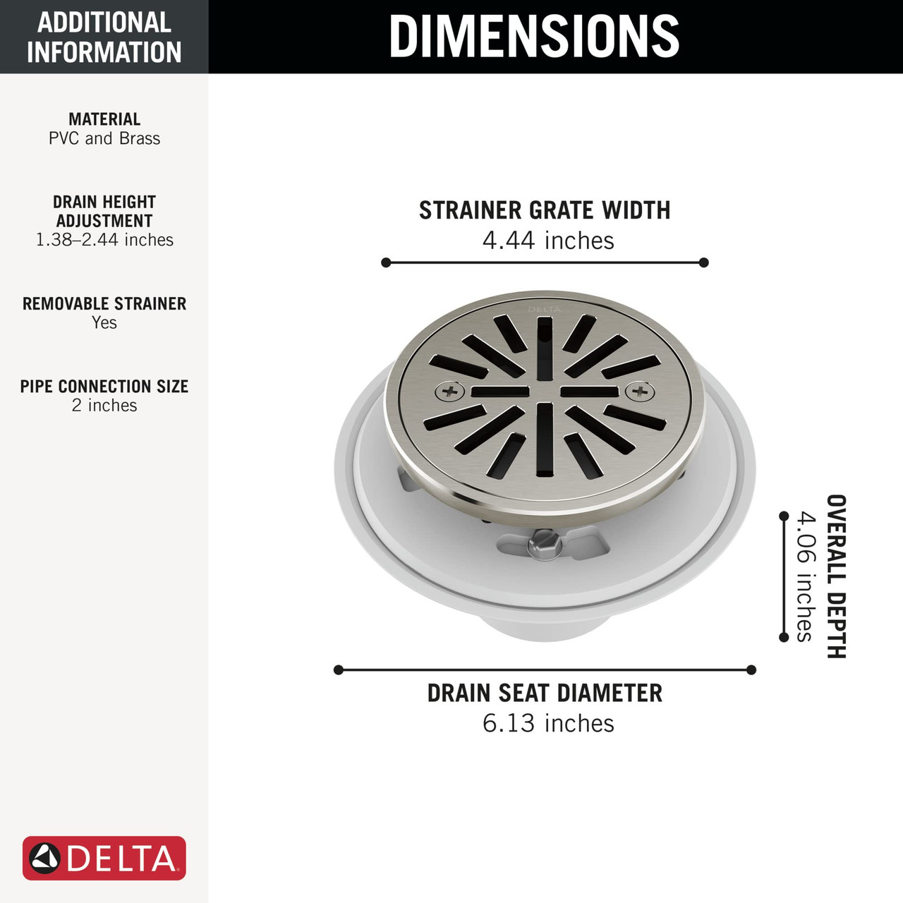 Delta Tile-In Round Shower Drain in Stainless - DT061411-SS