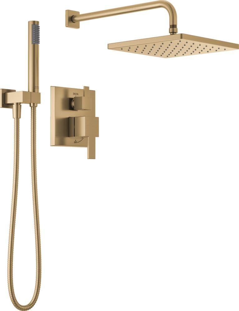 Delta Modern Monitor Series Shower With Raincan, Hand Shower & Rough Valve in Champagne Bronze - 342701-CZ