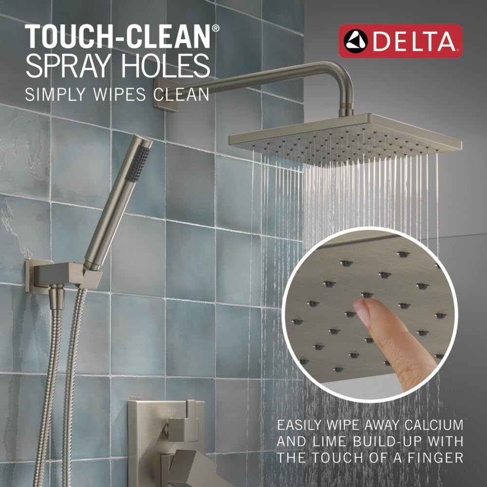 Delta Modern Monitor Series Shower With Raincan, Hand Shower & Rough Valve in Spotshield Brushed Nickel - 342701-SP