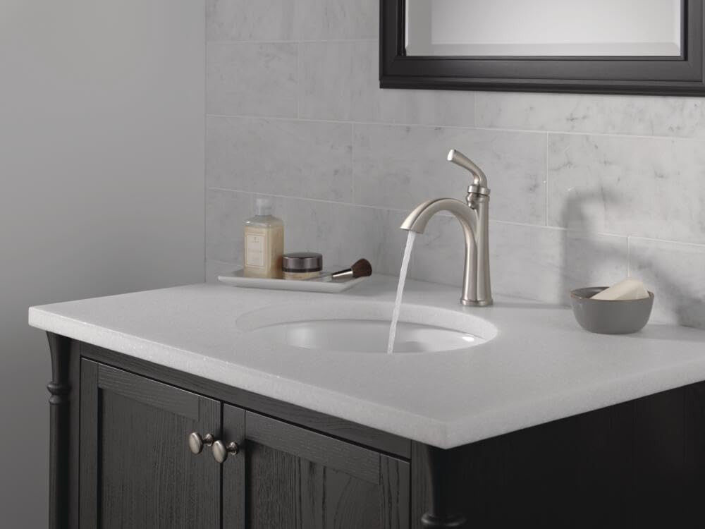 Delta Geist Single Handle Bathroom Faucet in Spotshield Brushed Nickel - 15864LF-SP