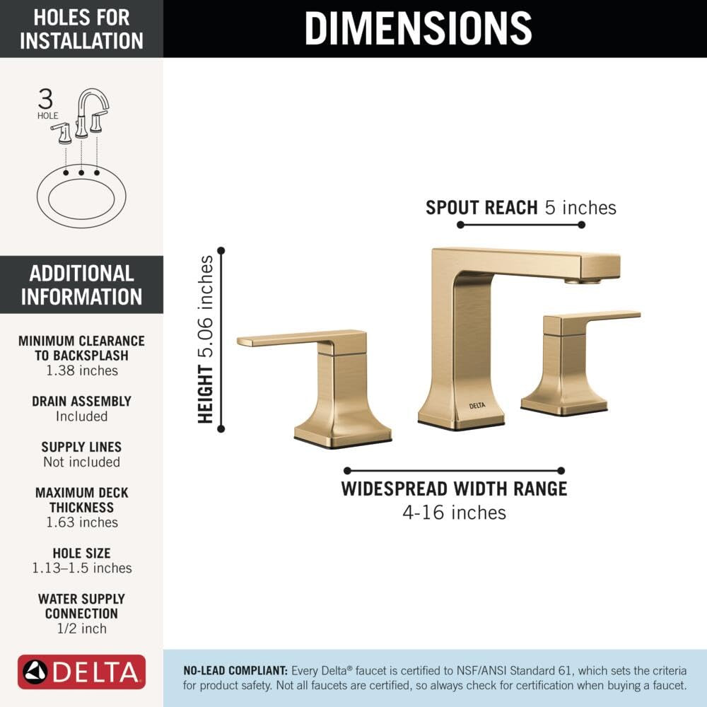 Delta Velum Two Handle Widespread Bathroom Faucet in Champagne Bronze - 3537LF-CZMPU