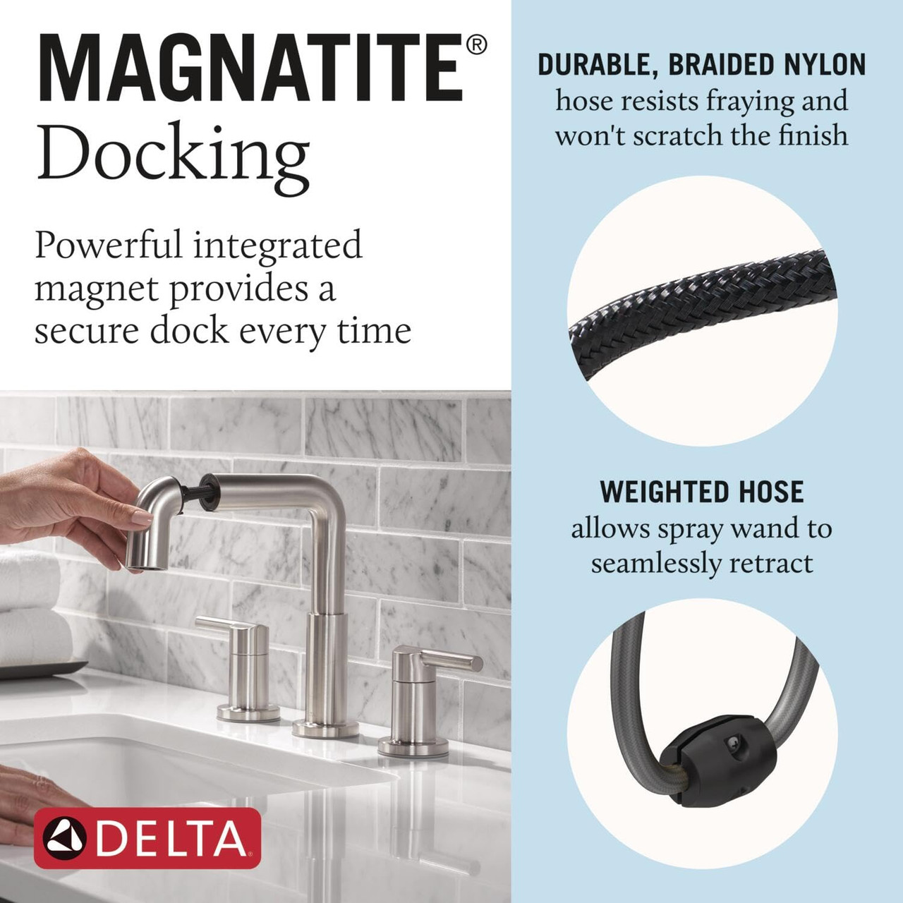 Delta Nicoli Two Handle Widespread Pull-Down Bathroom Faucet in Stainless - 35849LF-SSPD