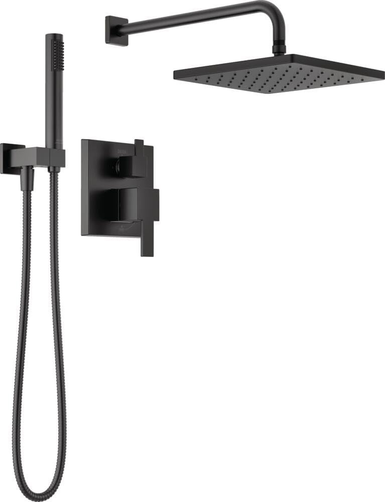 Delta Modern Monitor Series Shower With Raincan, Hand Shower & Rough Valve in Matte Black - 342701-BL