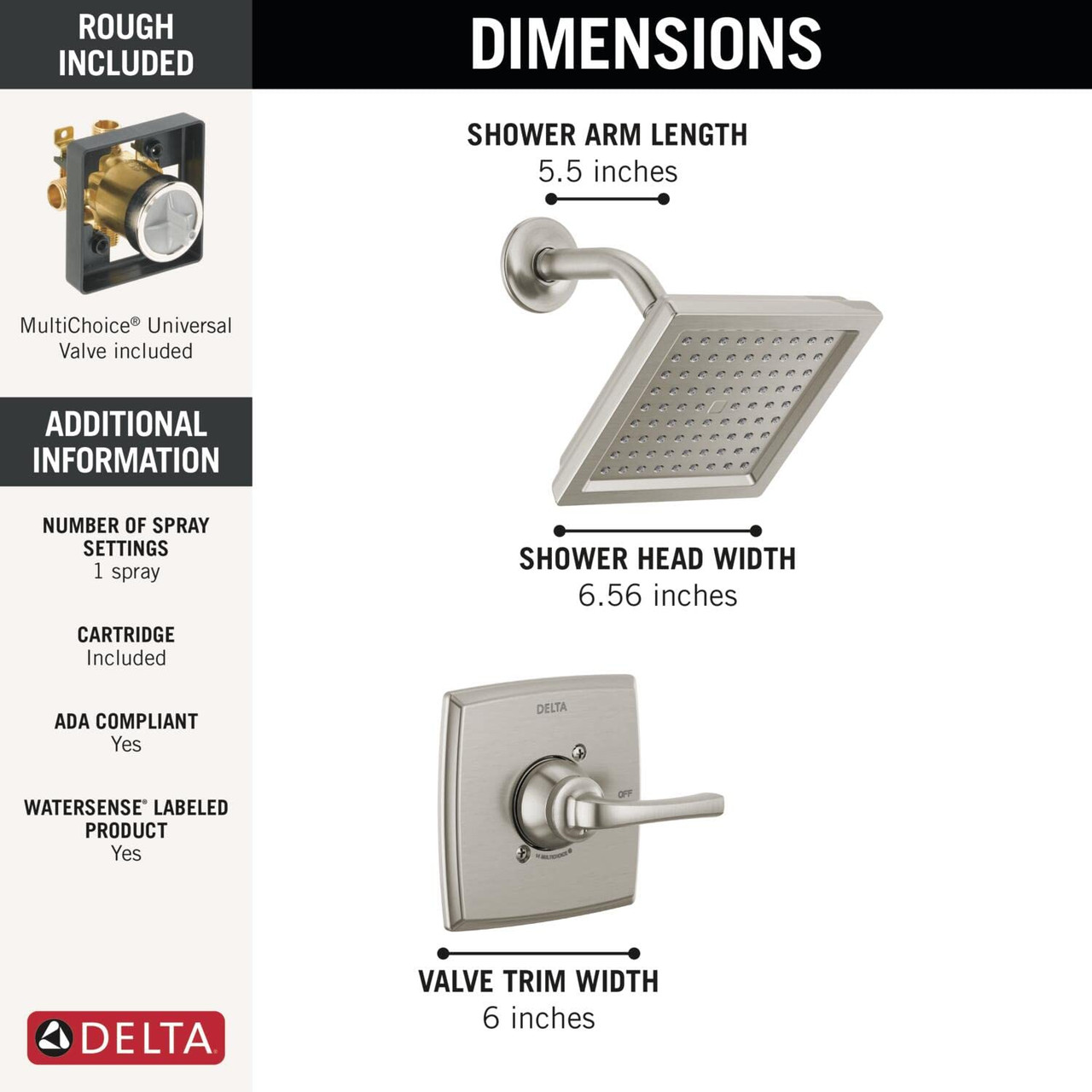 Delta Geist Monitor Series Shower in Spotshield Brushed Nickel - 142864-SP