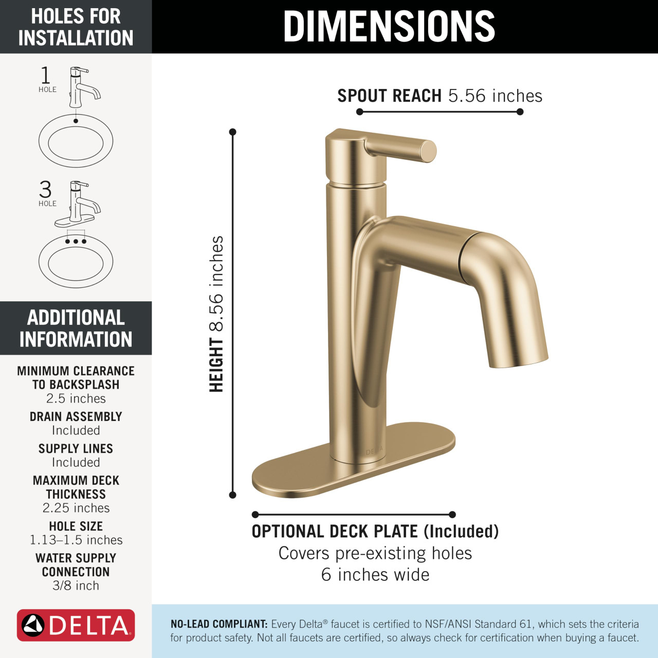 Delta Nicoli Single Handle Pull-Down Bathroom Faucet in Champagne Bronze - 15849LF-CZPD