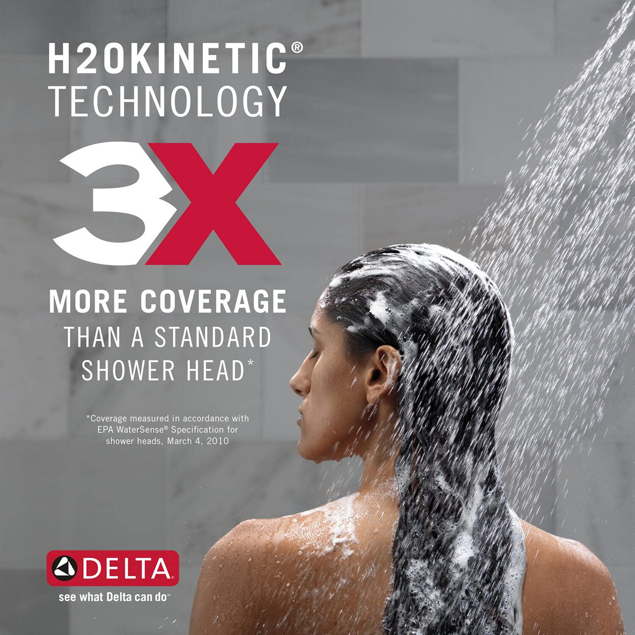 Delta Universal Showering Components Hydrorain H2Okineticsetting Two-In-One Shower Head in Chrome - 58680-25