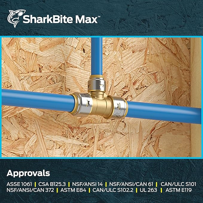 Sharkbite Max 3/4" x 3/4" x 1/2" Reducing Tee (Lead Free) - UR412