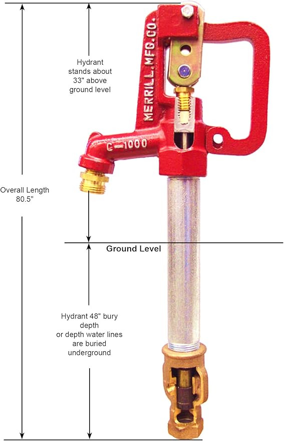 Merrill CNL7504 Frost Proof Yard Hydrant 3/4 Inch 80.5 Inch Length