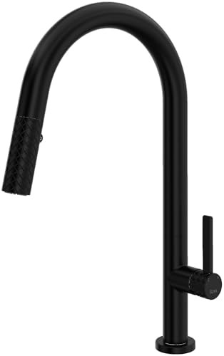Rohl Tenerife Pull-Down Kitchen Faucet With C-Spout in Matte Black - TE55D1LMMB