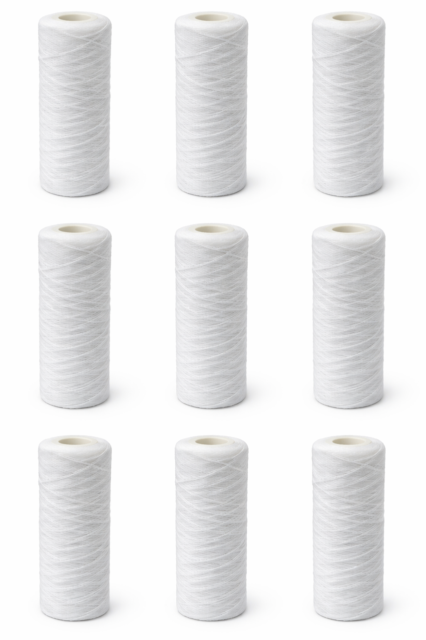 Sterling Water Treatment SW Series 4.5 inch by 10 inch Polypropylene String Wound 10 Micron Sediment Filter Cartridge - SWJ1010 - 9 pack