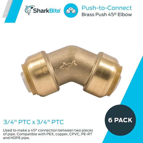 Sharkbite Lead-Free Push-to-Connect 45-Degree Elbow - 3/4" x 3/4" in Brass - U656LF