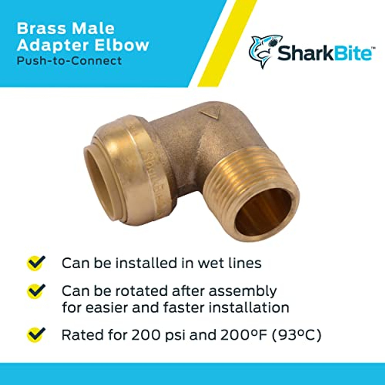 Sharkbite 3/4 in. Push-to-Connect x MIP 90-Degree Elbow Fitting in Brass - U286LF