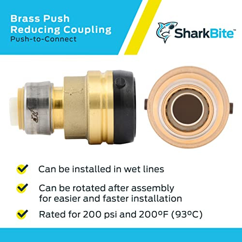 Sharkbite 1-1/2 in. x 1 in. Push-to-Connect Reducing Coupling Fitting in Brass - UXL014128