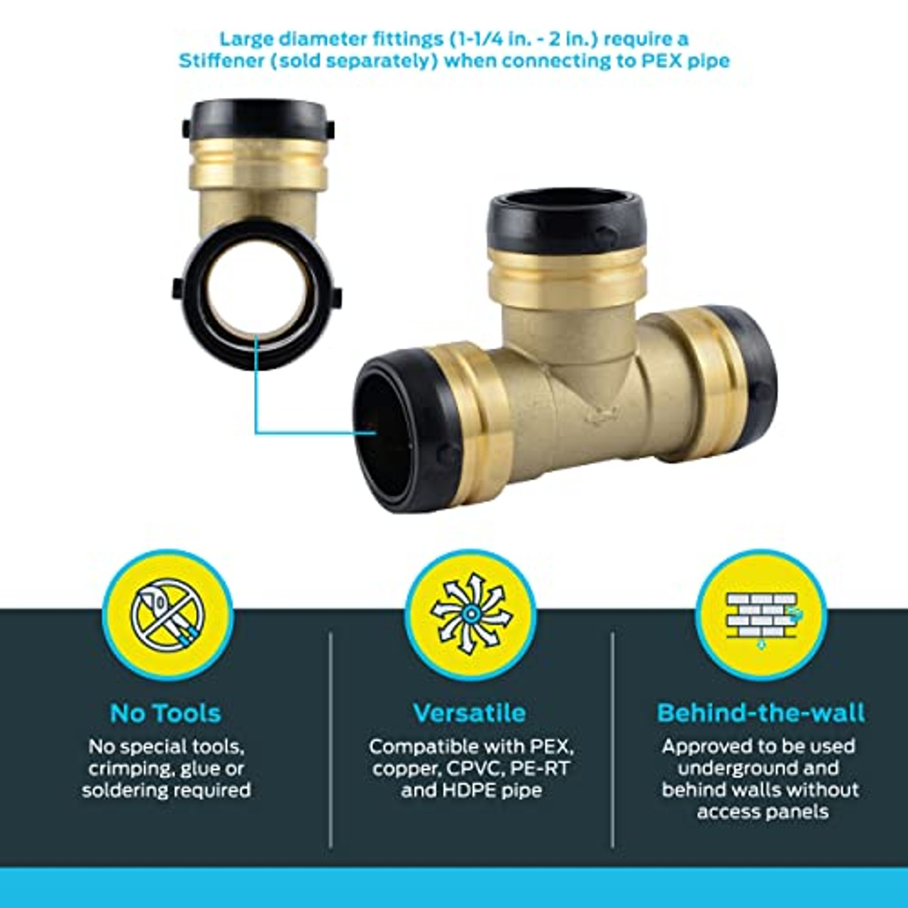 Sharkbite 1-1/2 in. Push-to-Connect Tee Fitting in Brass - UXL0841