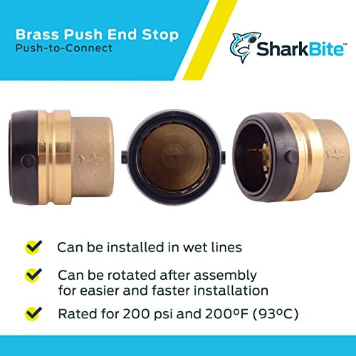 Sharkbite 1-1/2 in. Push-to-Connect End Cap Fitting in Brass - UXL0441