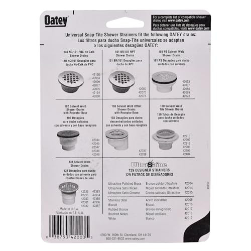 Oatey 4-1/4" Square Snap-Tite Shower Strainer in White - 42003