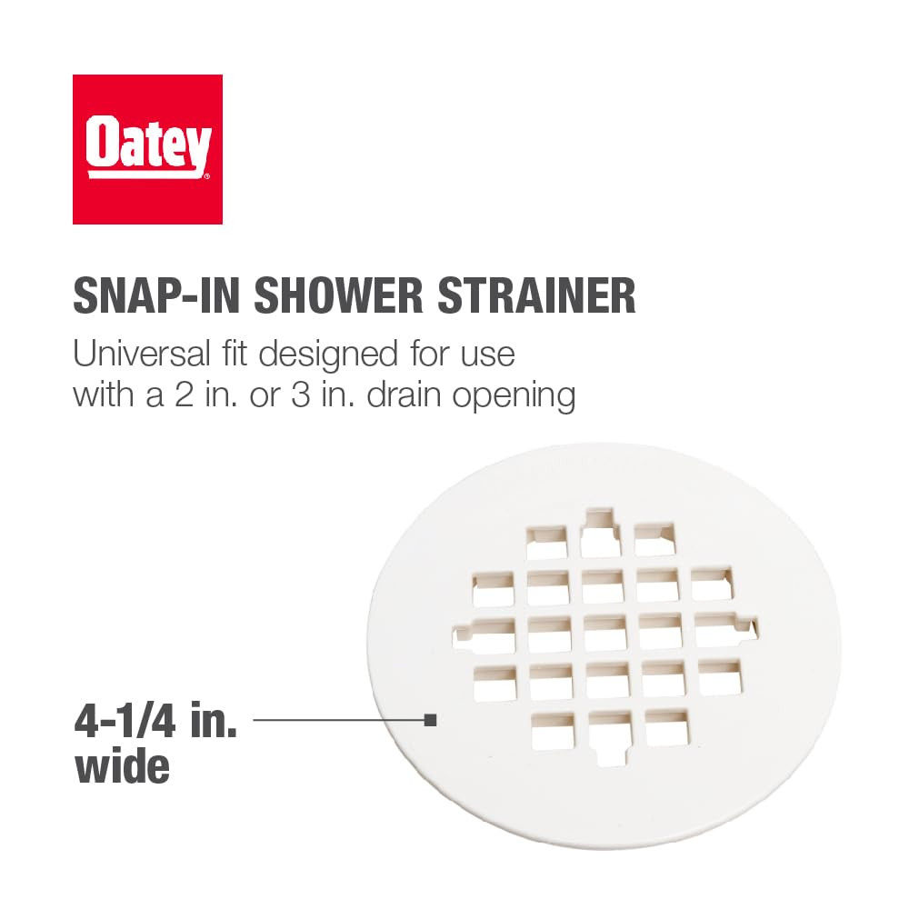 Oatey 4-1/4" Square Snap-Tite Shower Strainer in White - 42003 - 2 pack