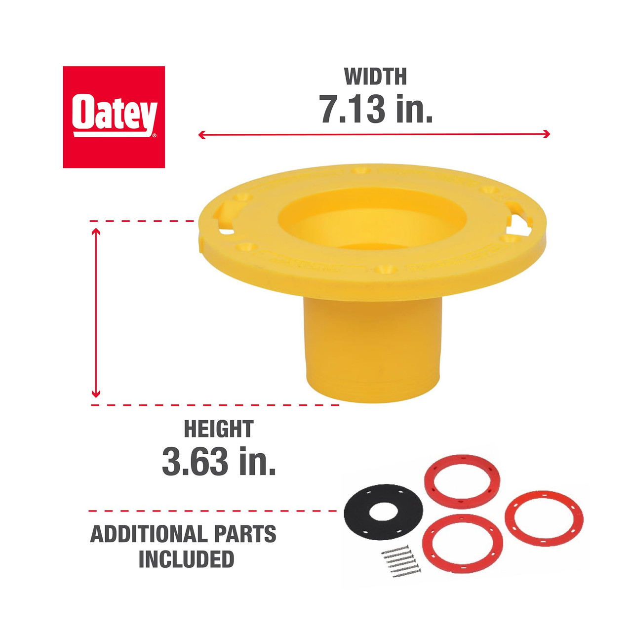 Oatey Toilet Flange Extender Kit, 1/4" to 1" in Yellow - 43401 - 5 pack