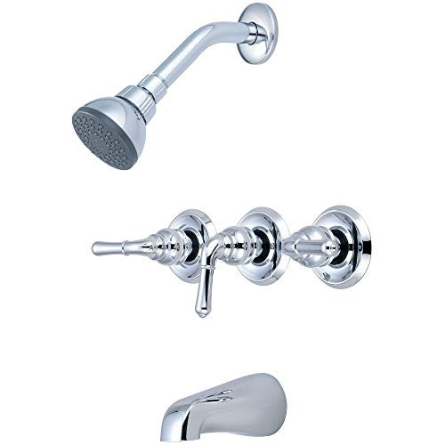 Olympia Faucets Elite Three Handle Single Function Tub and Shower Set in Chrome - P-3230