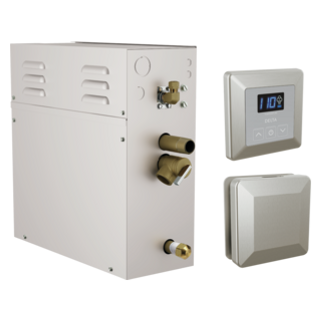 Delta Universal Showering Components SimpleSteam Kit - 4kW in Lumicoat Stainless - 5P-EST04-SS-PR