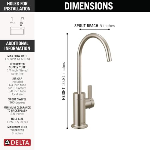 Delta Clarifi Contemporary Beverage Faucet in Stainless - DWQ4001002-SS