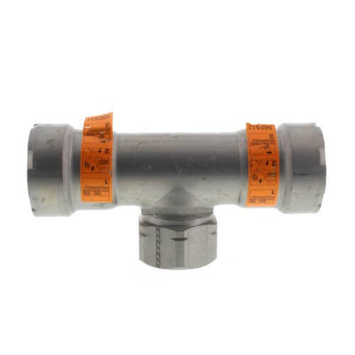 Viega MegaPress 3/4" x 3/4" x 3/4" Press x Press x Female Tee in Carbon Steel, Zinc-Nickel Coating - 25480