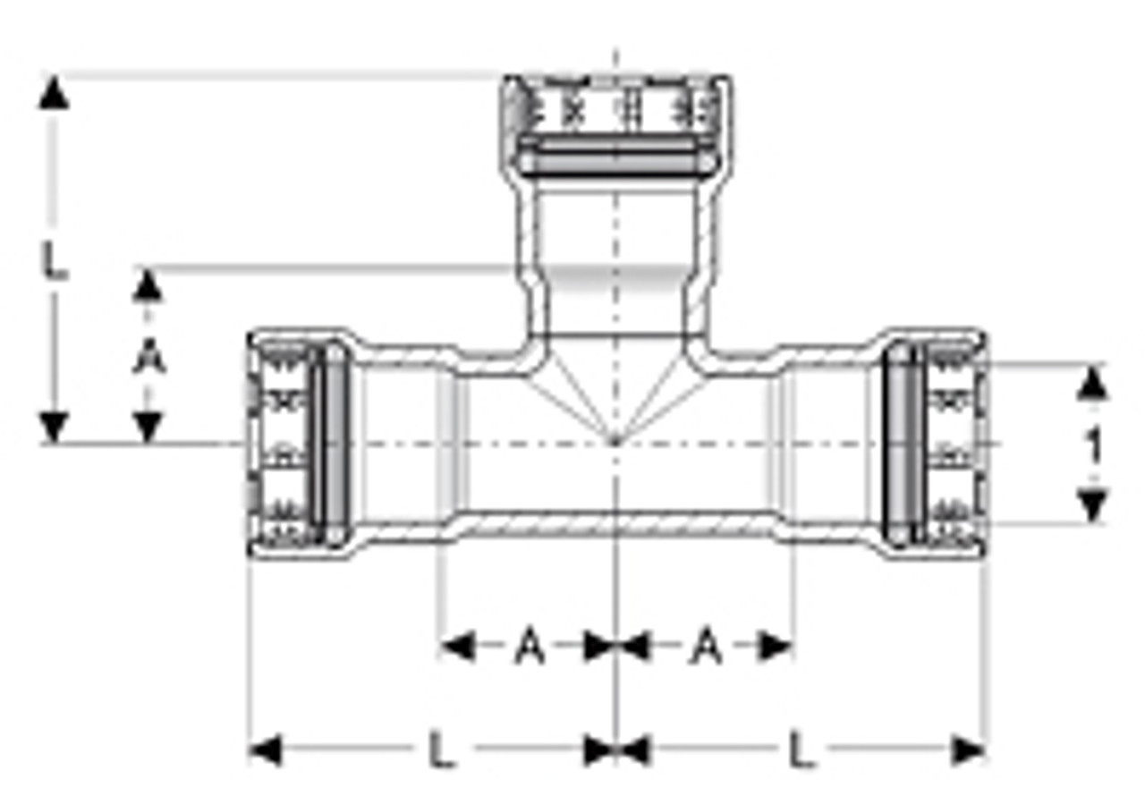Viega MegaPress 1" x 1" x 1" Press Tee in Carbon Steel, Zinc-Nickel Coating - 25335