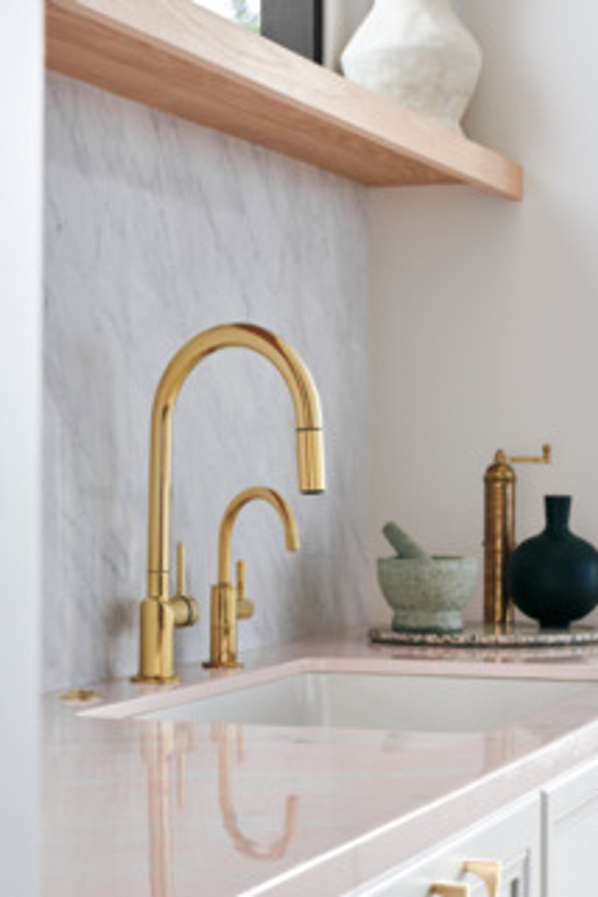 Brizo Odin Widespread Bathroom Faucet Trim with High Arc Spout in Polished Gold - 63075LF-PGLHP