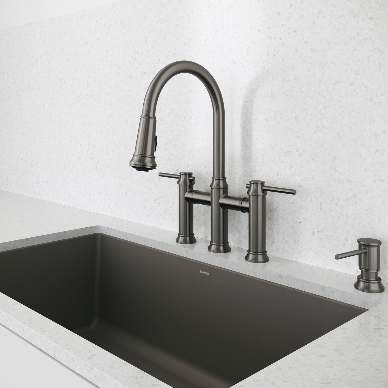 Blanco Bridge Pull-Down Faucet 1.5 GPM in Satin Dark Steel - 443263