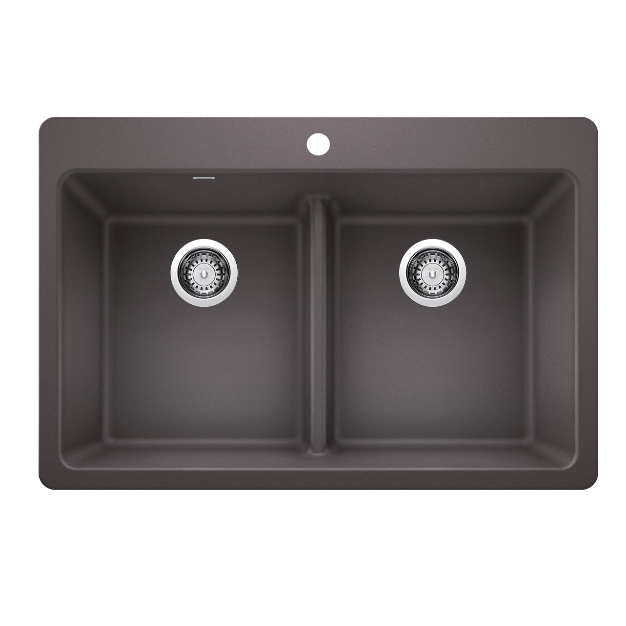 Blanco Liven Equal Double Low Divide Dual Mount Sink in Cinder - 443204
