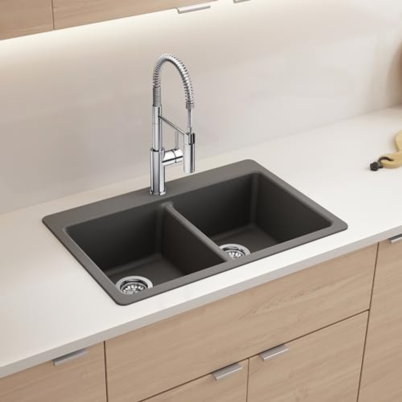Blanco Liven Equal Double Low Divide Dual Mount Sink in Cinder - 443204