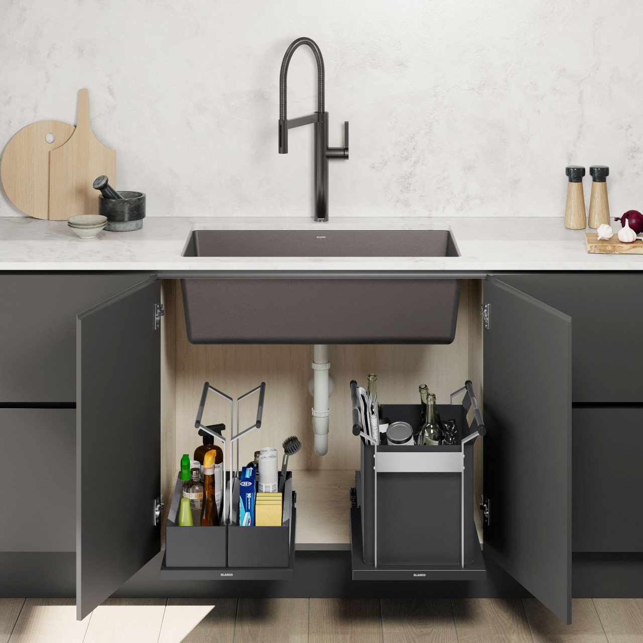 Blanco Storage Caddy Double in Black - 527668