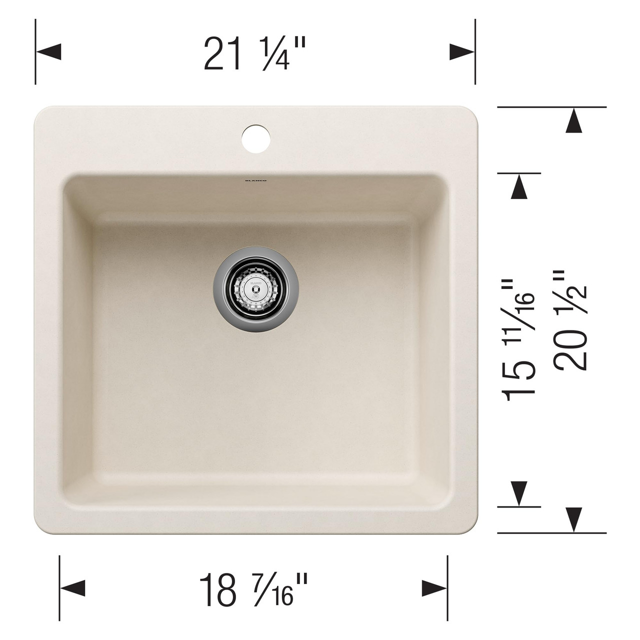 Blanco Liven 21" Single Bowl Dual Mount Kitchen Sink in Soft White - 443233