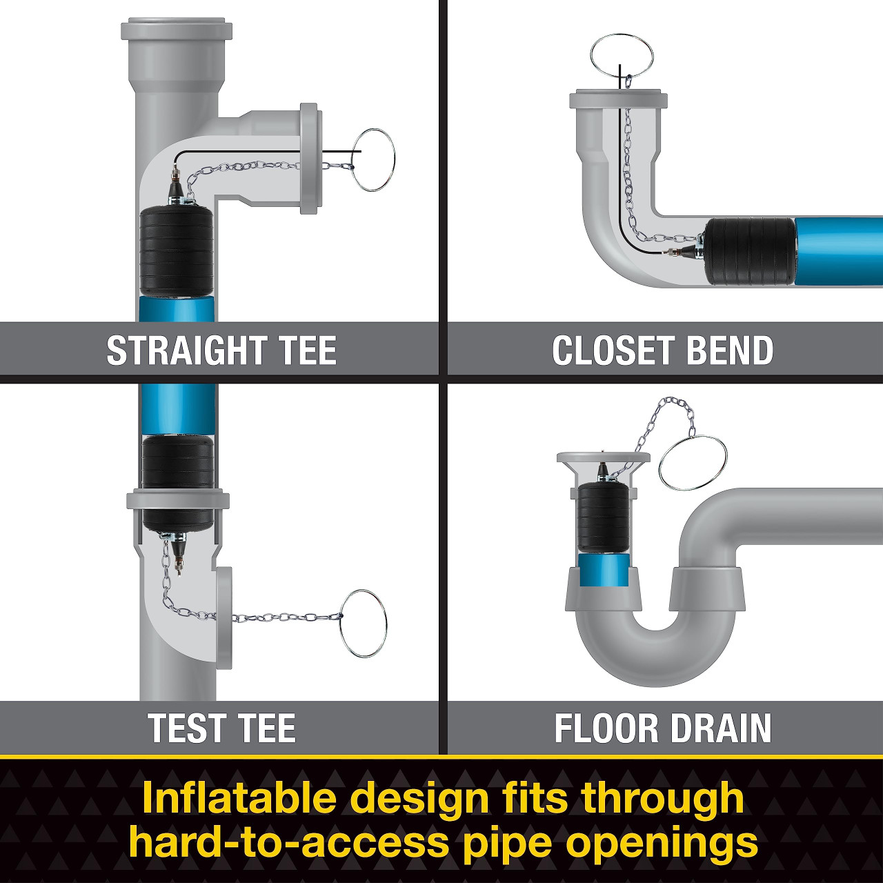 Oatey 2 in. Inflatable Test-Ball Plug for Pipe Testing in Black - 240048